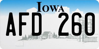 IA license plate AFD260