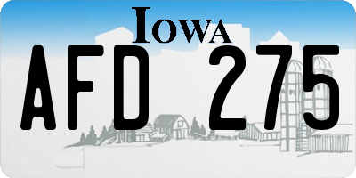 IA license plate AFD275
