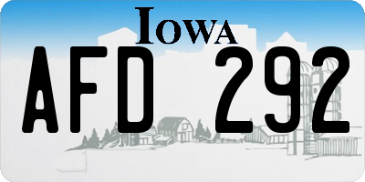 IA license plate AFD292