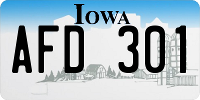 IA license plate AFD301