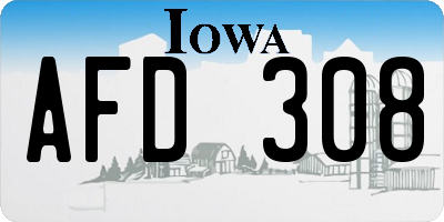IA license plate AFD308