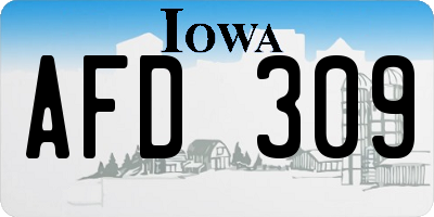IA license plate AFD309