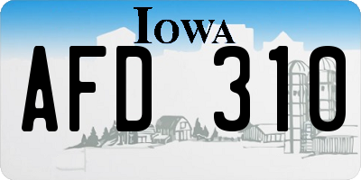IA license plate AFD310