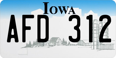 IA license plate AFD312