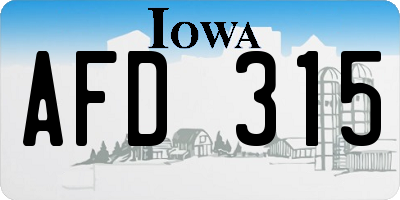 IA license plate AFD315