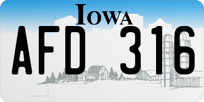 IA license plate AFD316