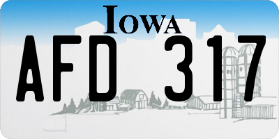 IA license plate AFD317