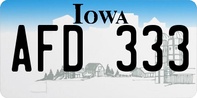 IA license plate AFD333
