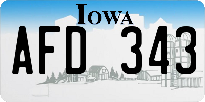 IA license plate AFD343