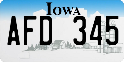 IA license plate AFD345