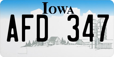 IA license plate AFD347