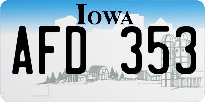 IA license plate AFD353