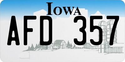 IA license plate AFD357