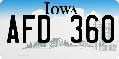 IA license plate AFD360