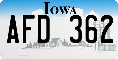 IA license plate AFD362