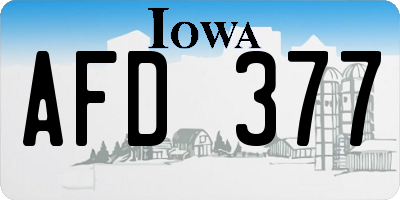 IA license plate AFD377