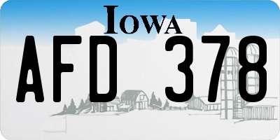 IA license plate AFD378