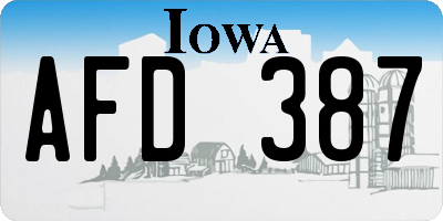 IA license plate AFD387