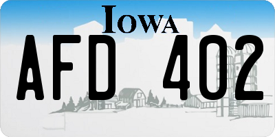 IA license plate AFD402