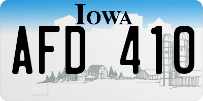 IA license plate AFD410