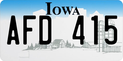 IA license plate AFD415