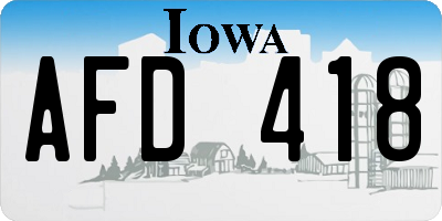 IA license plate AFD418