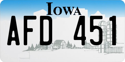 IA license plate AFD451