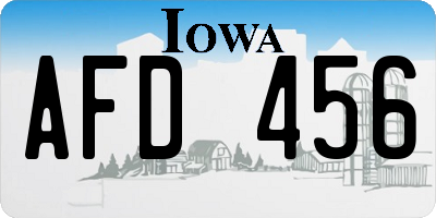 IA license plate AFD456