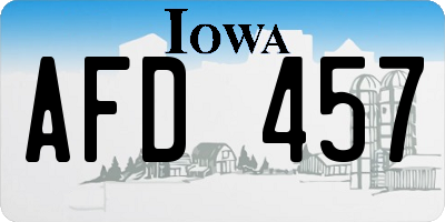 IA license plate AFD457
