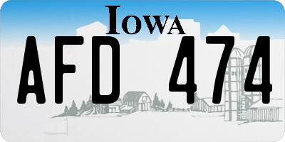 IA license plate AFD474
