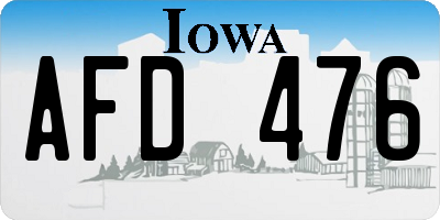 IA license plate AFD476