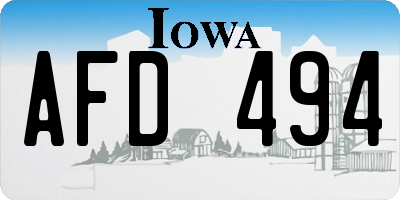 IA license plate AFD494