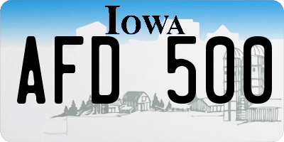 IA license plate AFD500