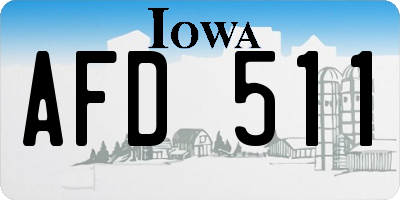 IA license plate AFD511