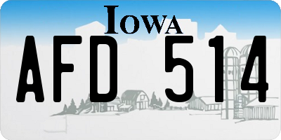 IA license plate AFD514