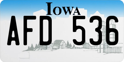 IA license plate AFD536