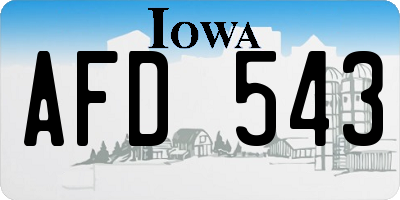 IA license plate AFD543