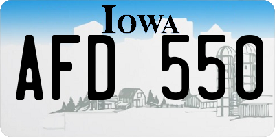 IA license plate AFD550