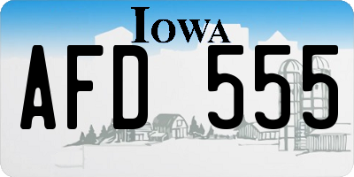 IA license plate AFD555