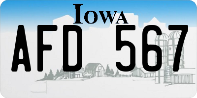 IA license plate AFD567
