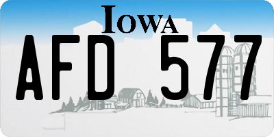 IA license plate AFD577