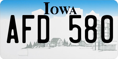 IA license plate AFD580