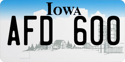IA license plate AFD600
