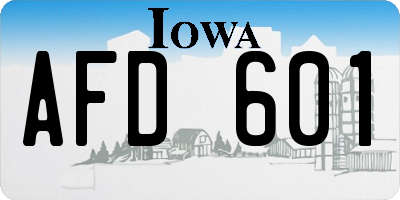 IA license plate AFD601