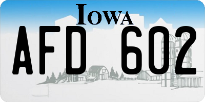 IA license plate AFD602