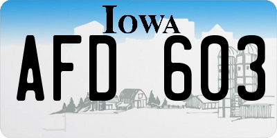 IA license plate AFD603