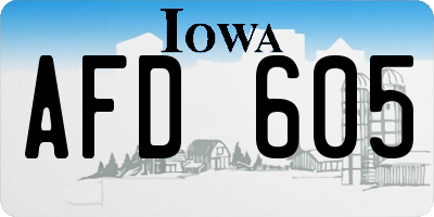 IA license plate AFD605