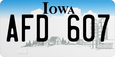 IA license plate AFD607