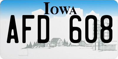 IA license plate AFD608