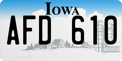 IA license plate AFD610